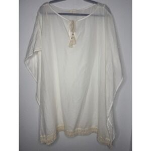 Touché Fringe Poncho V-Neck Tunic Swim‎ Cover Up Vasay Beach Resort Quiet Luxury